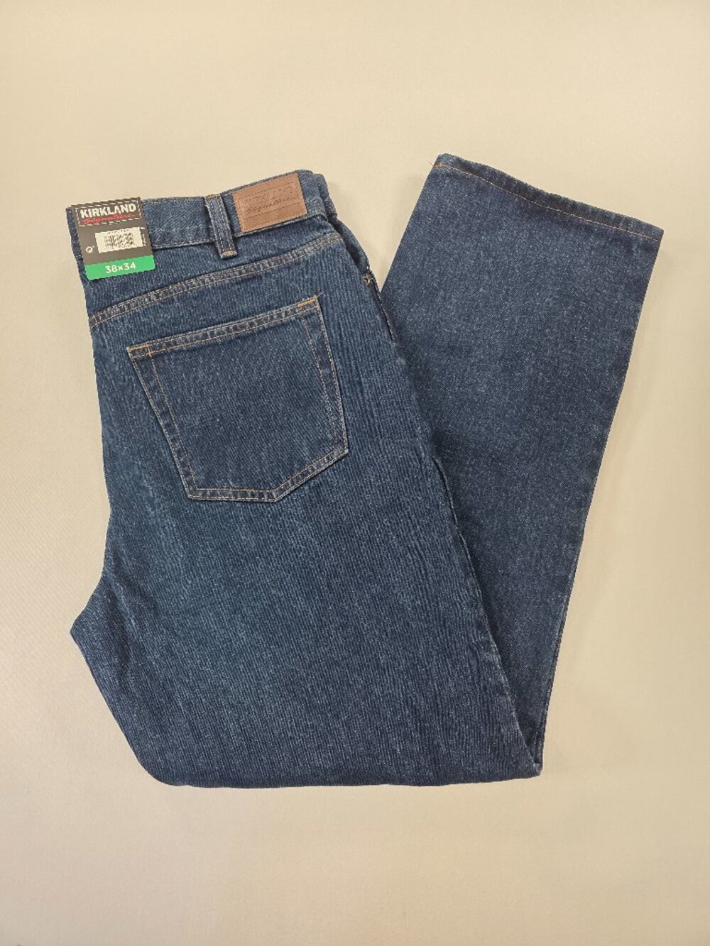 Kirkland Signature Mens 5-Pocket Straight Fit Blue Jeans 38x34 (38x32 dimen) NWT